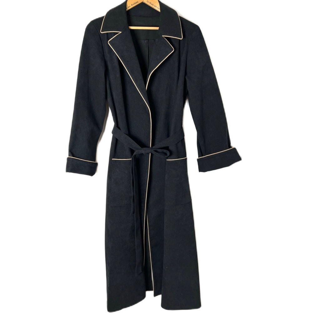 Brodkin Vintage Ultrasuede Faux Suede Women’s Robe sz M Black Quiet Luxury